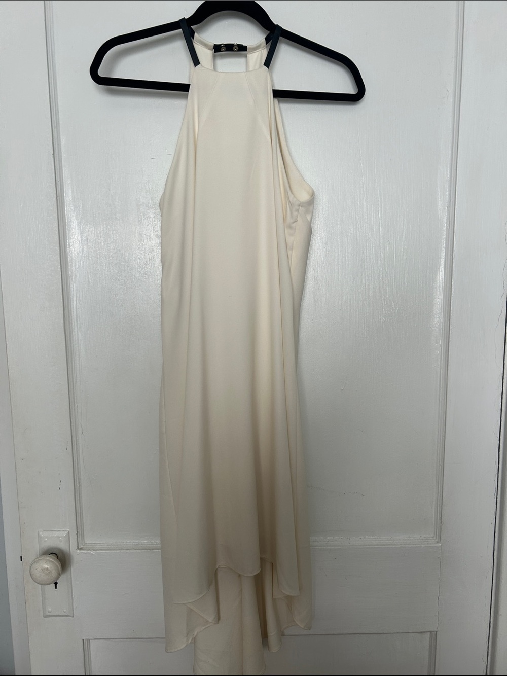 HYFVE Cream Halter High-Low Dress with Open Back